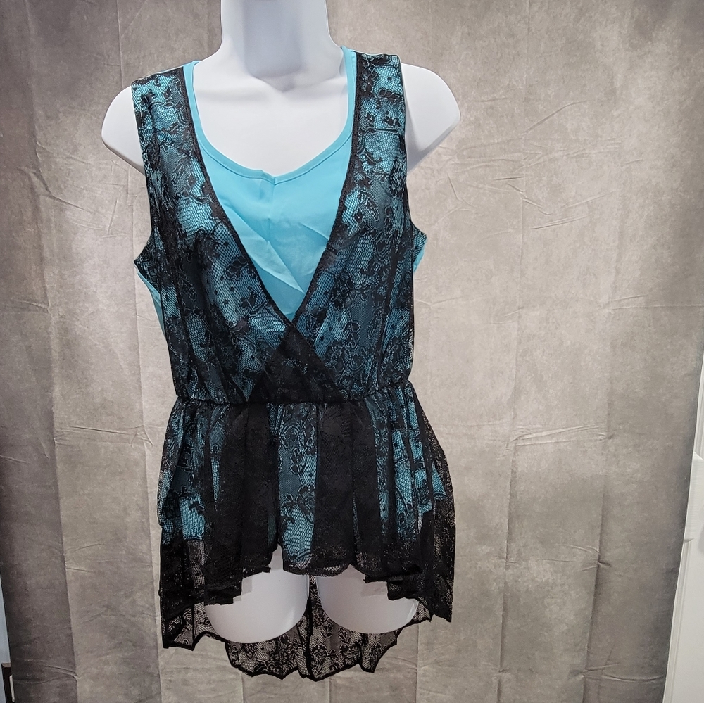 Aqua/black Lace Hi-lo Too